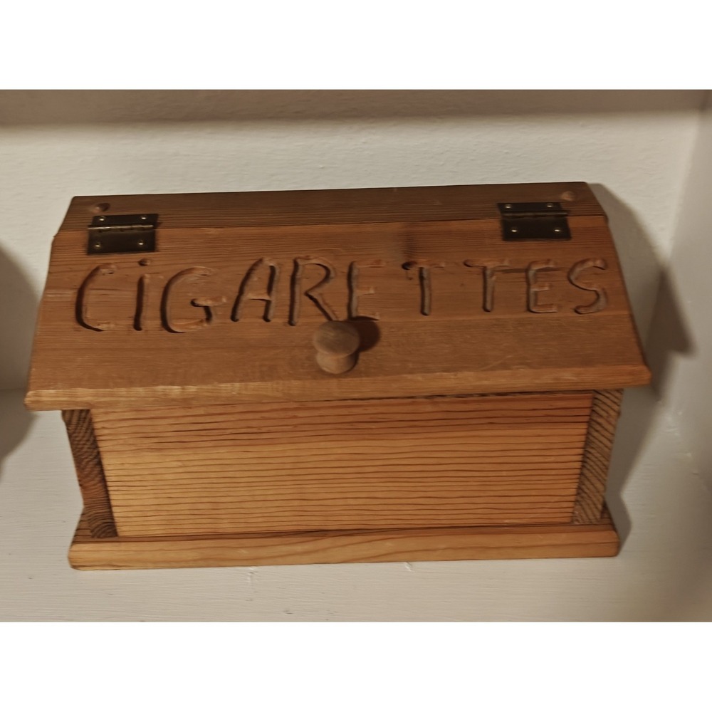 Vintage Wooden Cigarettes Dispenser Box EUC
